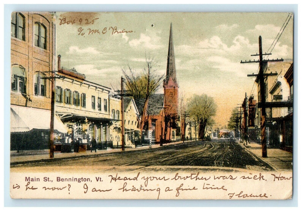 1909 Main Street, Bennington, Vermont VT Posted Antique Postcard