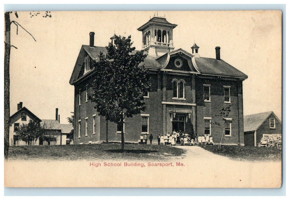 c1905 The High School Building Searsport Maine ME Unposted Antique Postcard