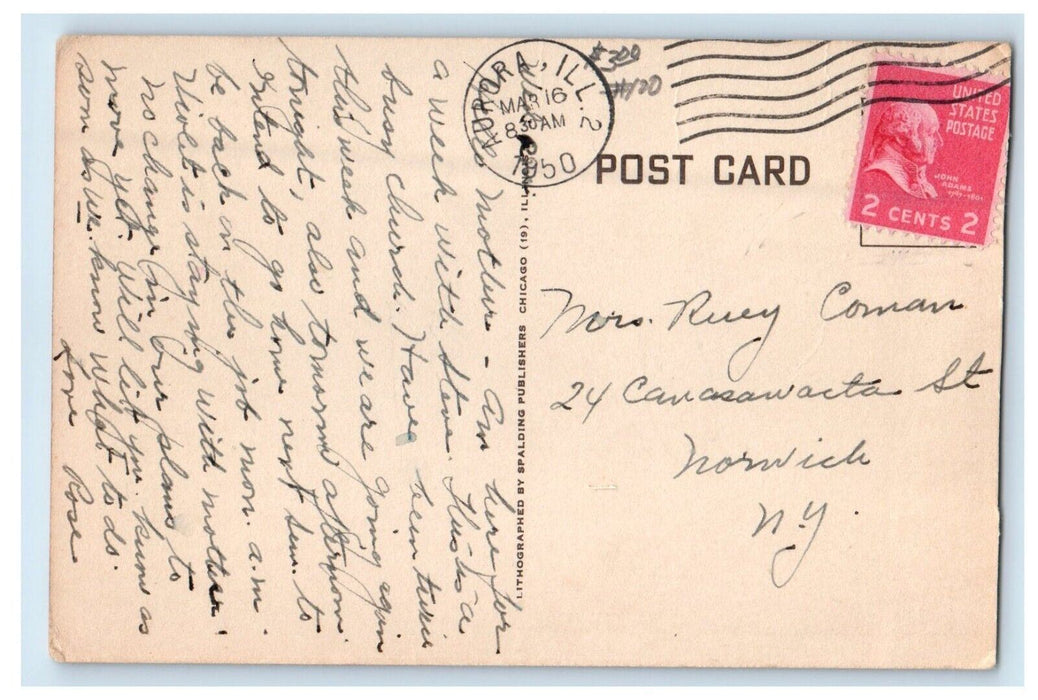1950 First Methodist Church Lincoln Avenue At Fox Aurora Illinois IL Postcard