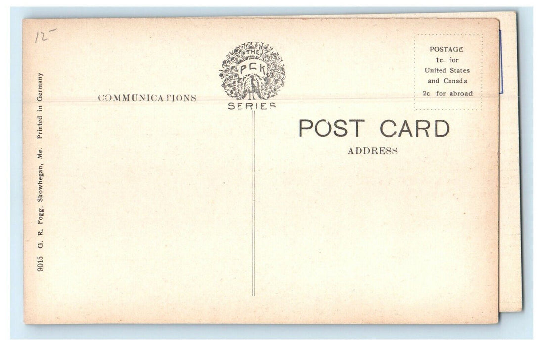 c1910 Free Public Library Building Skowhegan Maine ME Antique Postcard
