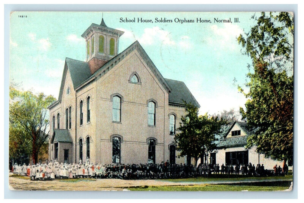 1909 School House Soldiers Orphans Home Normal Illinois IL Antique Postcard