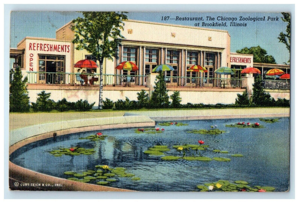 1948 Restaurant Chicago Zoological Park Brookfield Illinois IL Vintage Postcard