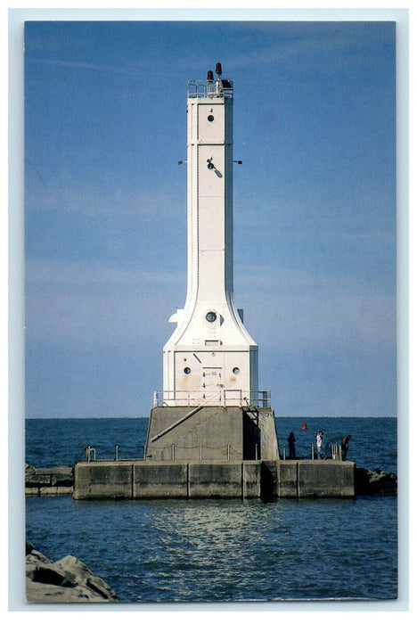 c1960s Huron Lighthouse Huron River, Huron Ohio OH Vintage Postcard