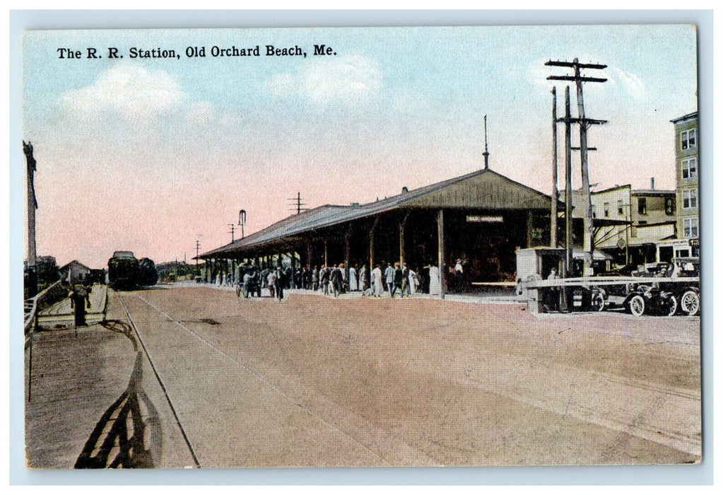 c1910's The R.R. Railroad Station Depot Old Orchard Beach Maine ME Postcard