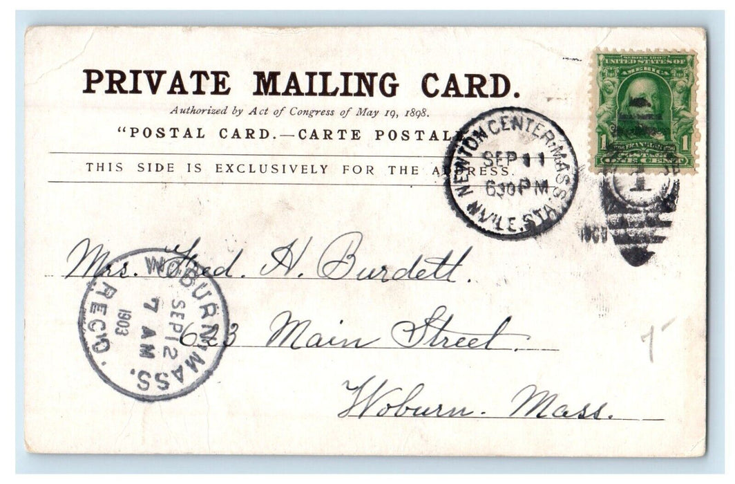 1903 R.R. Station Depot Railroad Train Newtonville Massachusetts MA Postcard