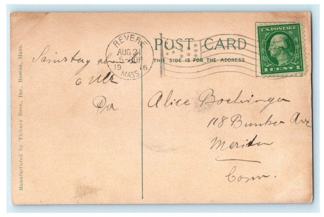 1916 Jolly Crowd Revere Beach Massachusetts MA Posted Postcard