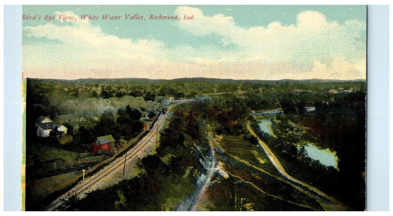 c1910's Bird's Eye View White Water Valley Richmond Indiana IN Antique Postcard