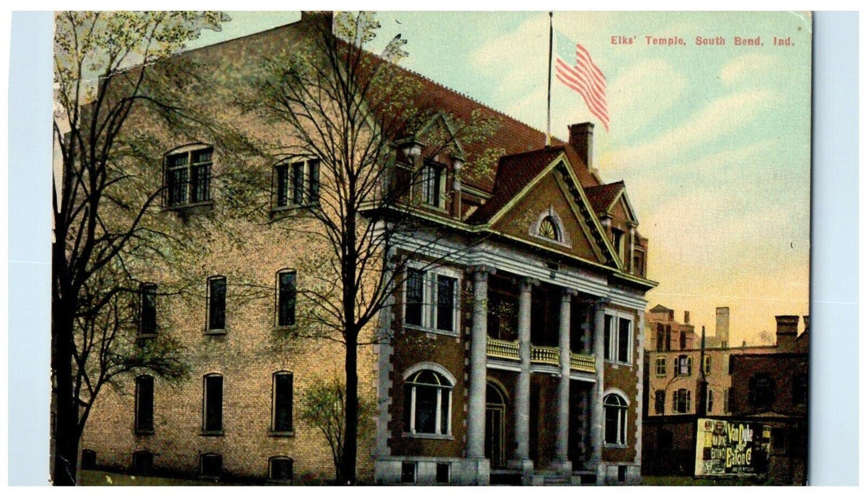 1910 Elk's Temple Building South Bend Indiana IN Posted Antique Postcard