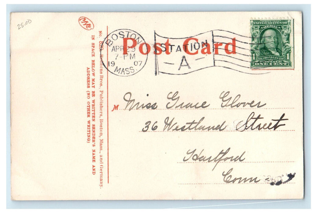 1907 US Frigate Constitution Charlestown Massachusetts MA Antique Postcard