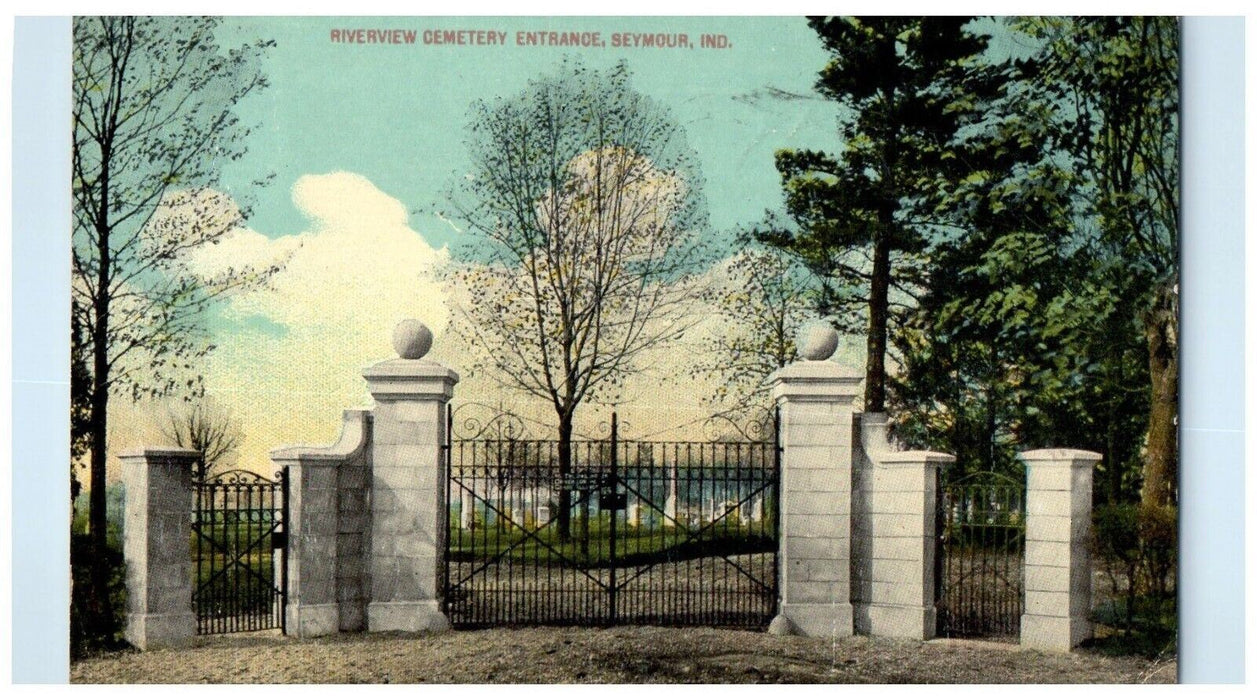 1913 Riverview Cemetery Entrance Seymour Indiana IN Posted Antique Postcard