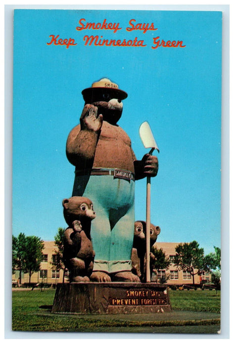c1950s Big and Small Bear, Smokey Says Keep Minnesota Green, MN Postcard