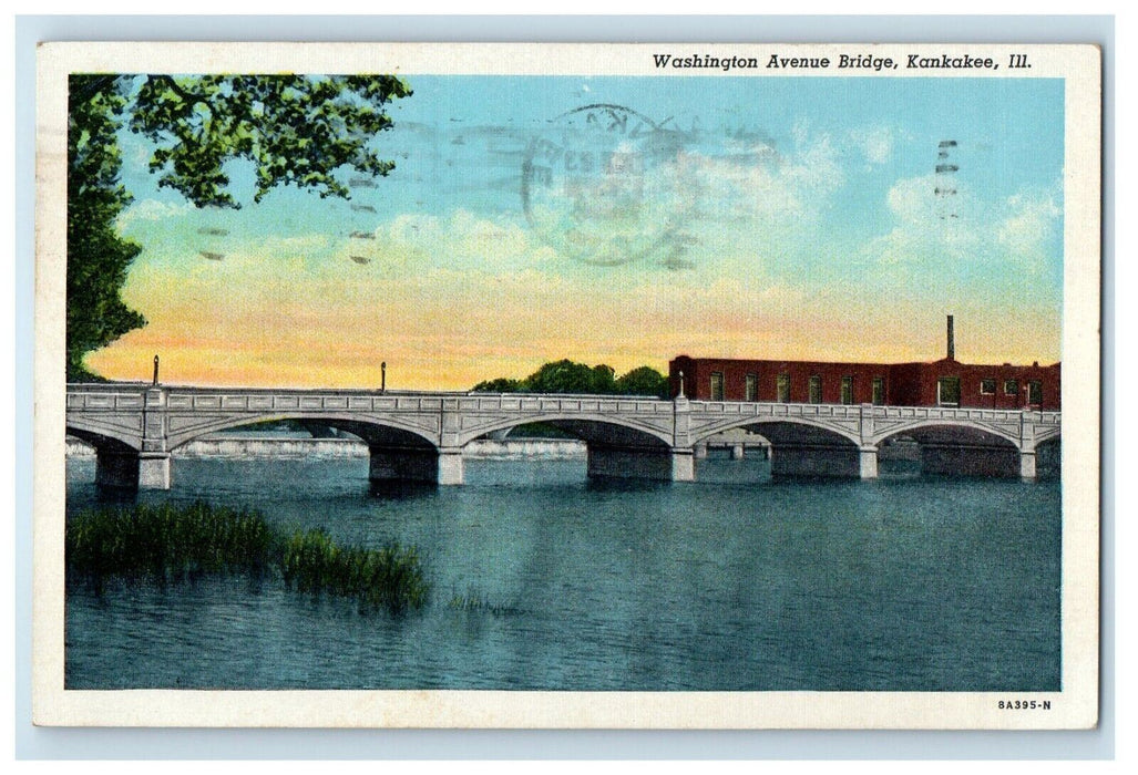 1944 Washington Avenue Bridge Kankakee Illinois IL Posted Vintage Postcard