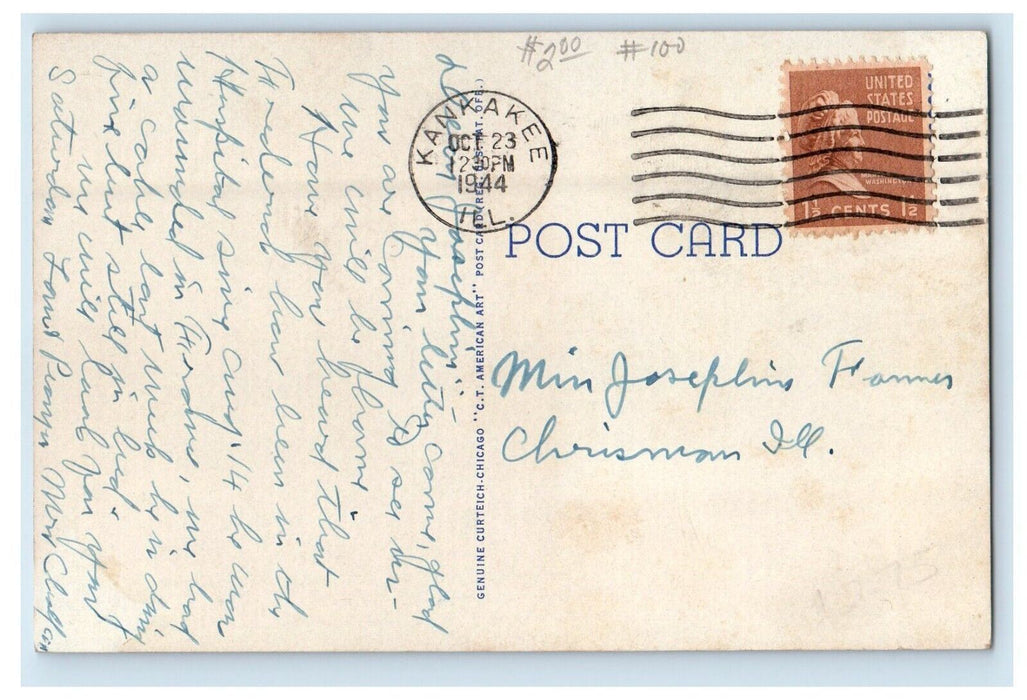 1944 Washington Avenue Bridge Kankakee Illinois IL Posted Vintage Postcard