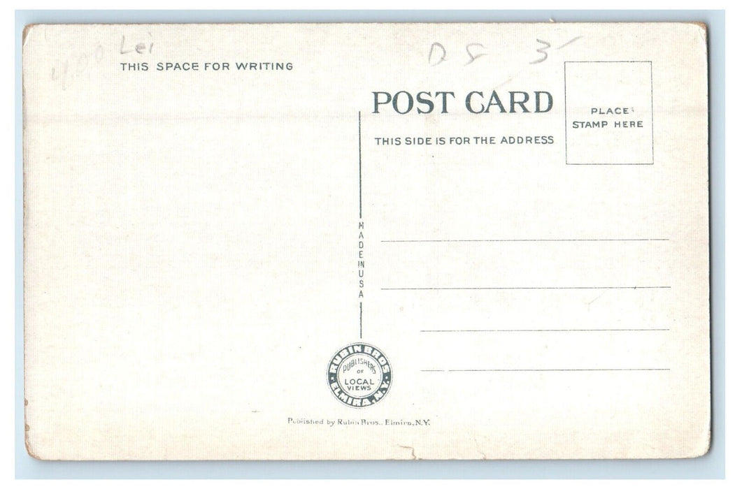 Erie Depot Station Locomotive Train Railroad Elmira New York NY Postcard