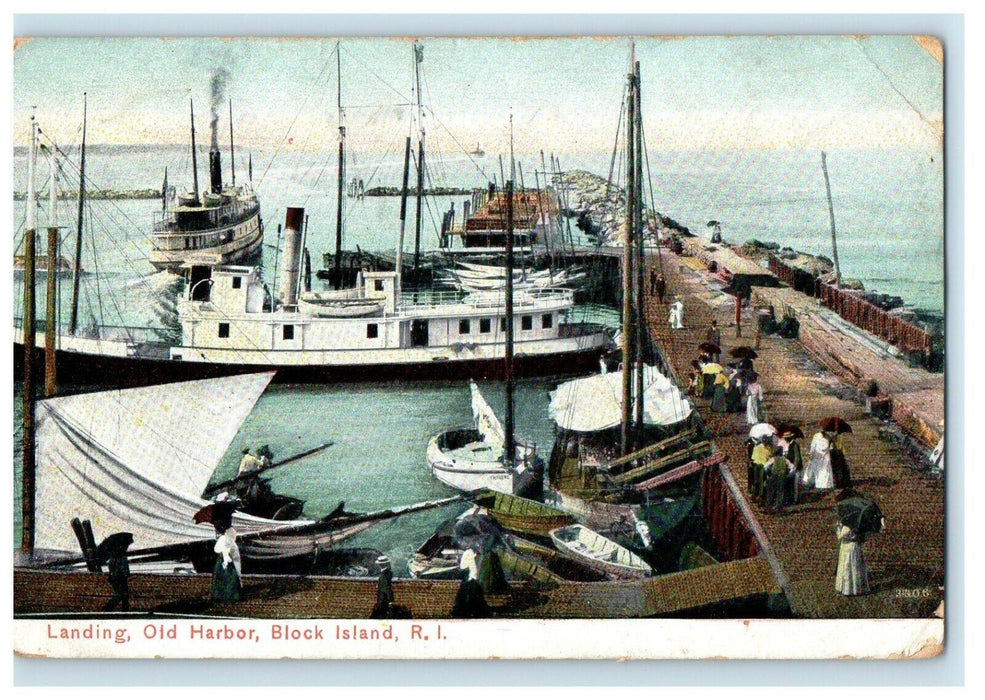 1910 Landing, Old Harbor, Block Island, Rhode Island RI Postcard