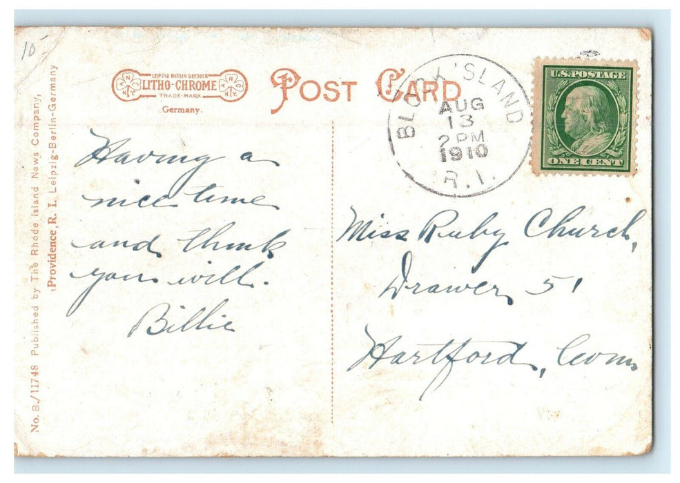 1910 Landing, Old Harbor, Block Island, Rhode Island RI Postcard