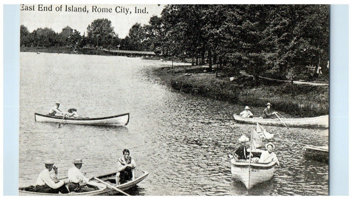 Rome City Indiana IN, East End Of Island Boats Unposted Antique Postcard