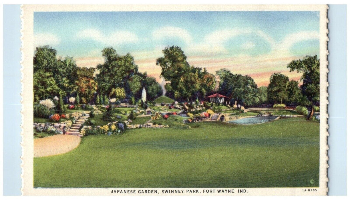 View Of Japanese Garden Swinney Park Fort Wayne Indiana IN Unposted Postcard