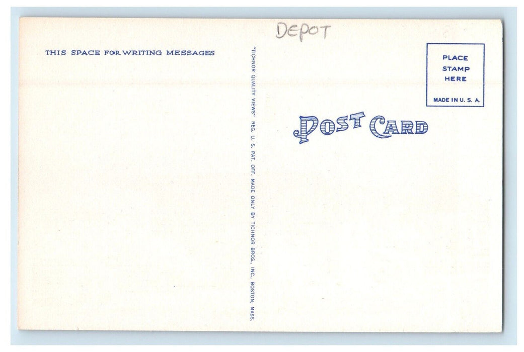 c1930's B & M Railroad Station Depot Cars Goffstown New Hampshire NH Postcard