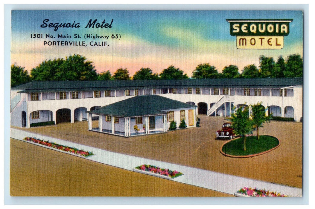 c1930s Sequoia Motel, Highway 65 Porterville California CA Postcard