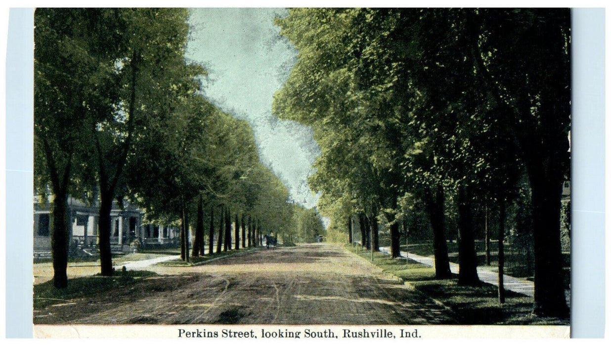 c1910's Perkins Street View Looking South Rushville Indiana IN Antique Postcard