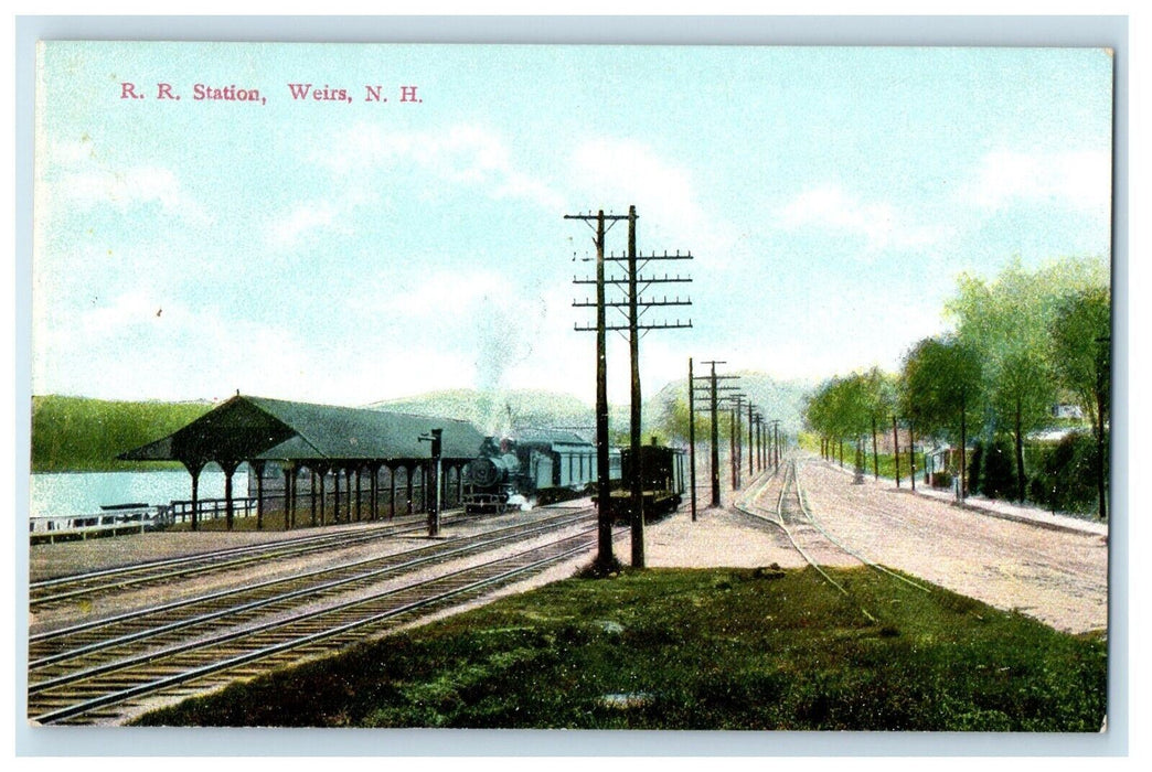 c1910's R.R Railroad Train Station Depot Weirs New Hampshire NH Antique Postcard