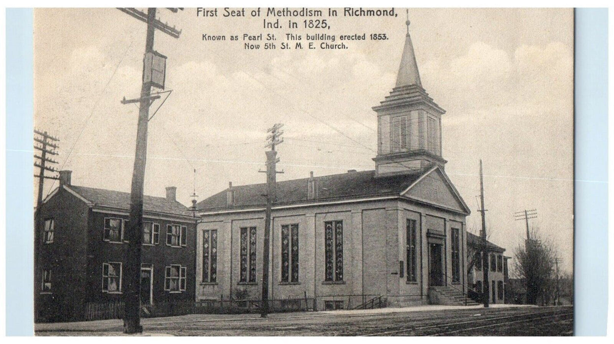 First Seat Of Methodism In Richmond Indiana IN Rotograph Antique Postcard
