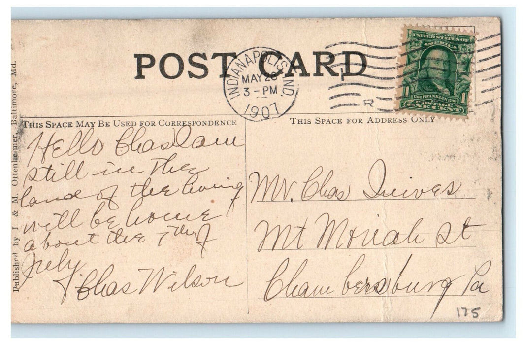 1907 Moon and Stars, Greetings from Indianapolis Indiana IN Postcard