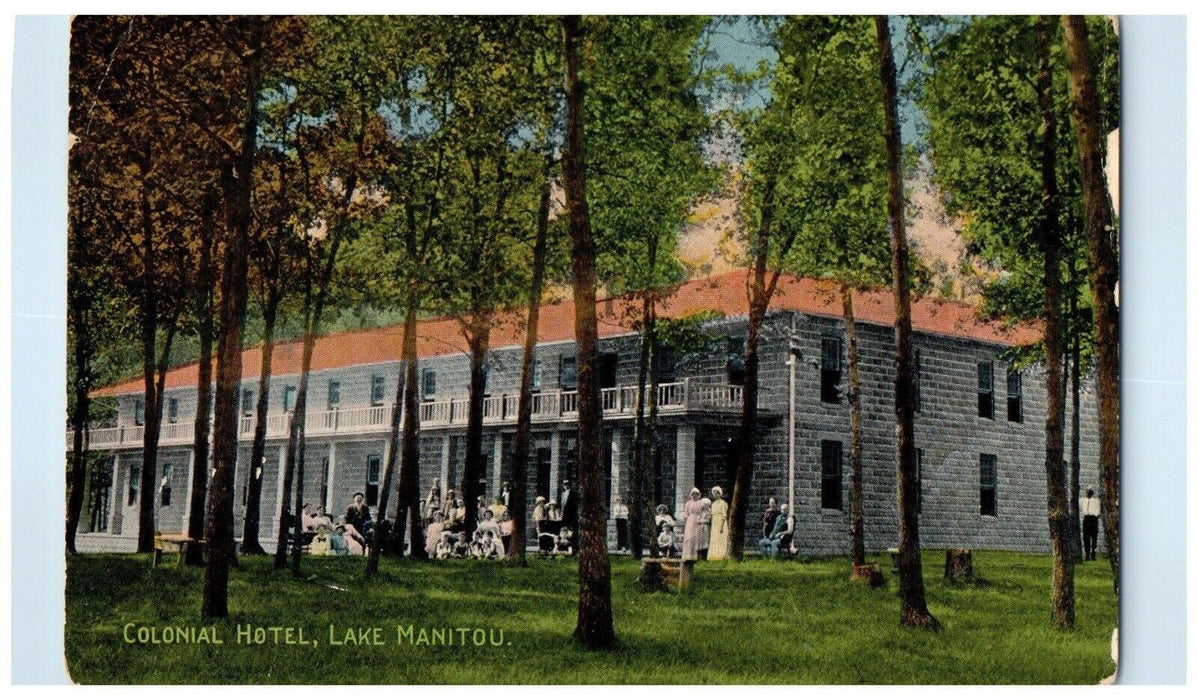 1917 Colonial Hotel Lake Manitou Rochester Indiana IN Posted Antique Postcard