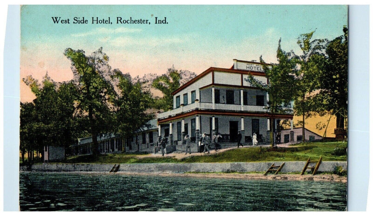 1914 West Side Hotel Building Rochester Indiana IN Posted Antique Postcard