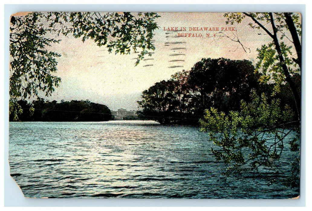 1908 Lake In Delaware Park, Buffalo New York NY Posted Antique Postcard