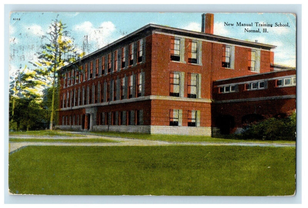 1910 New Manual Training School Normal Illinois IL Posted Antique Postcard
