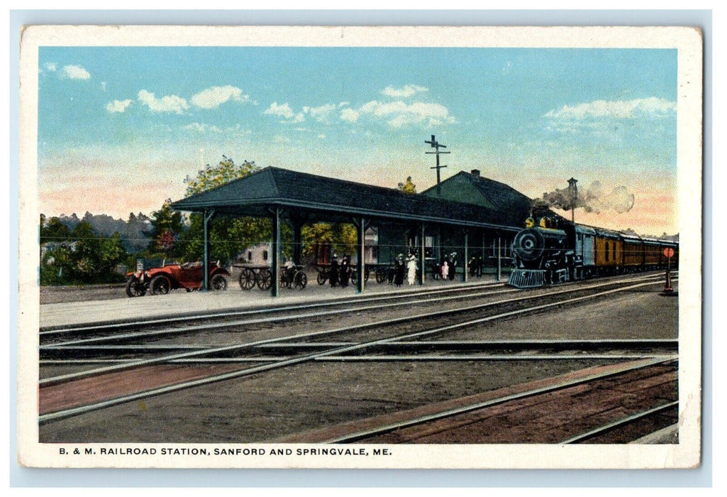 c1920's B. & M. Railroad Station Depot Sanford And Springvale Maine ME Postcard