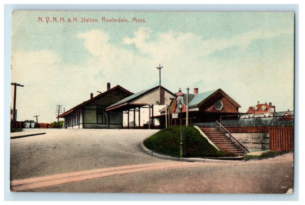 c1910's N.Y.H. & H. Station Depot Roslindale Boston Massachusetts MA Postcard