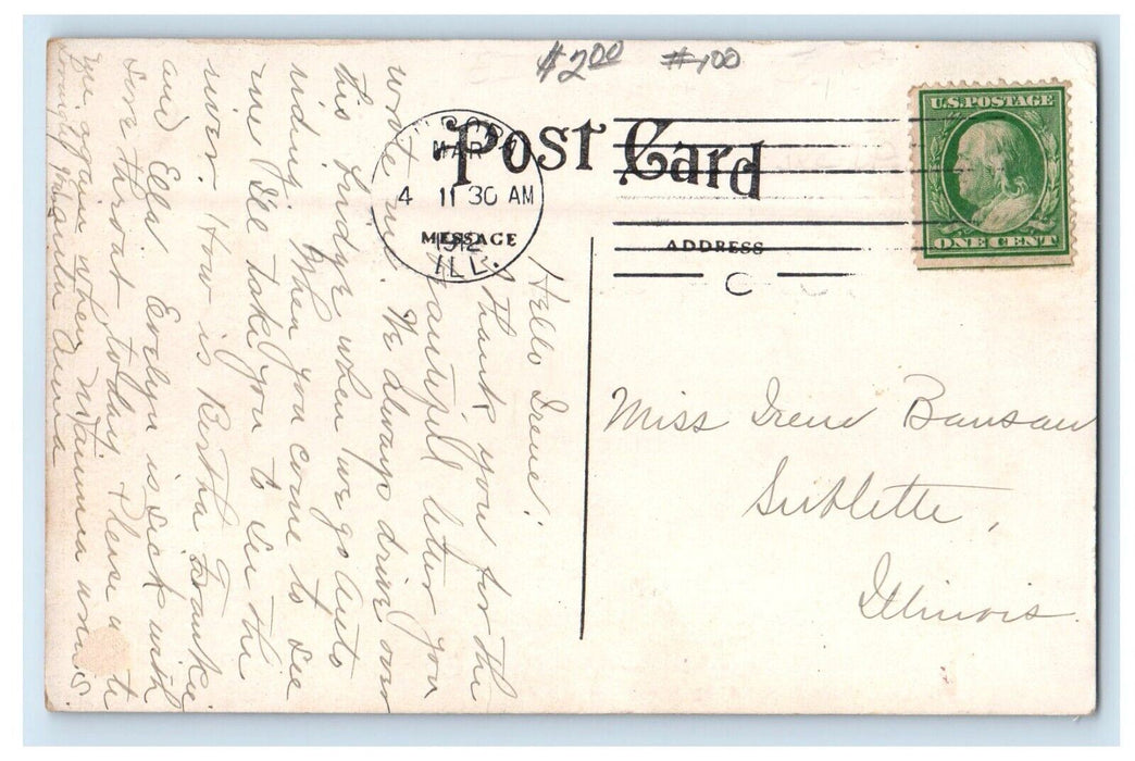 1912 New York Street Bridge And Fox River Aurora Illinois IL Antique Postcard