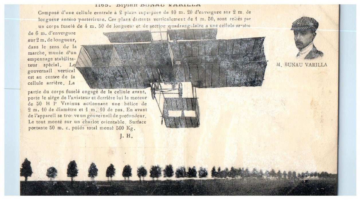 c1910 M Bunau Varilla, First Airplane Invented, Unposted Antique Postcard