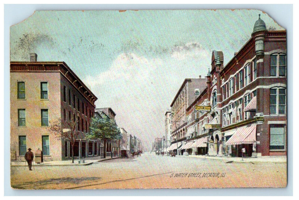 1909 South Water Street Power's Grand Opera House Decatur Illinois IL Postcard