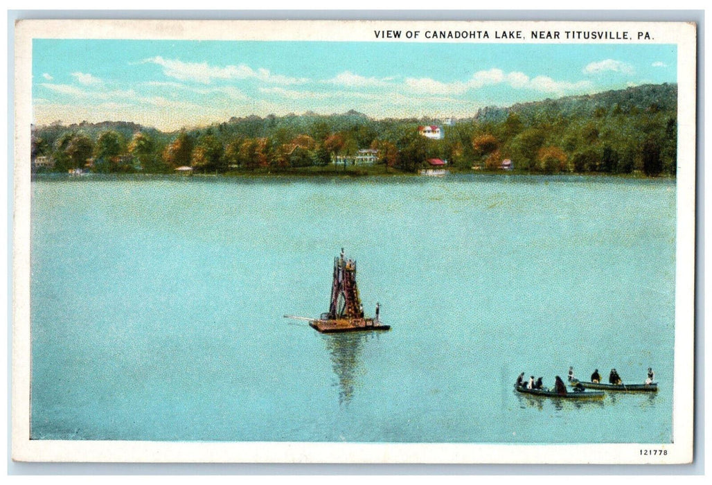 c1920's Boat Scene at Canadohta Lake, Near Titusville Pennsylvania PA Postcard