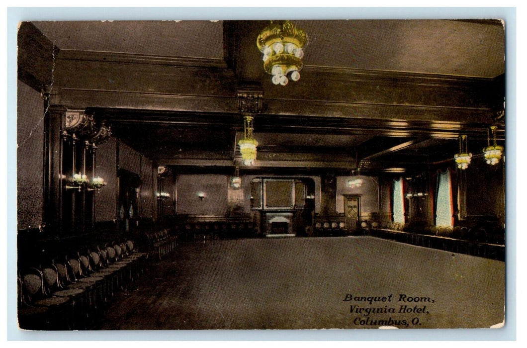 c1910's Banquet Room Virginia Hotel Interior Columbus Ohio OH Antique Postcard