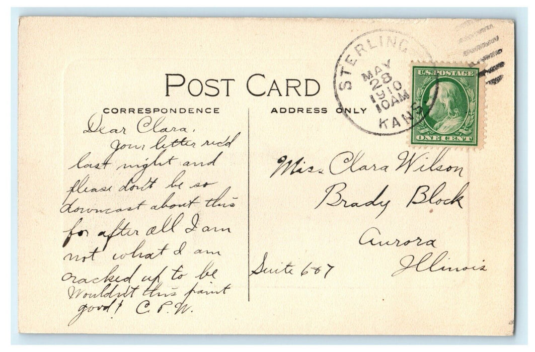 1910 Sunset Scene, Arkansas River, Sterling, Kansas KS Antique Postcard