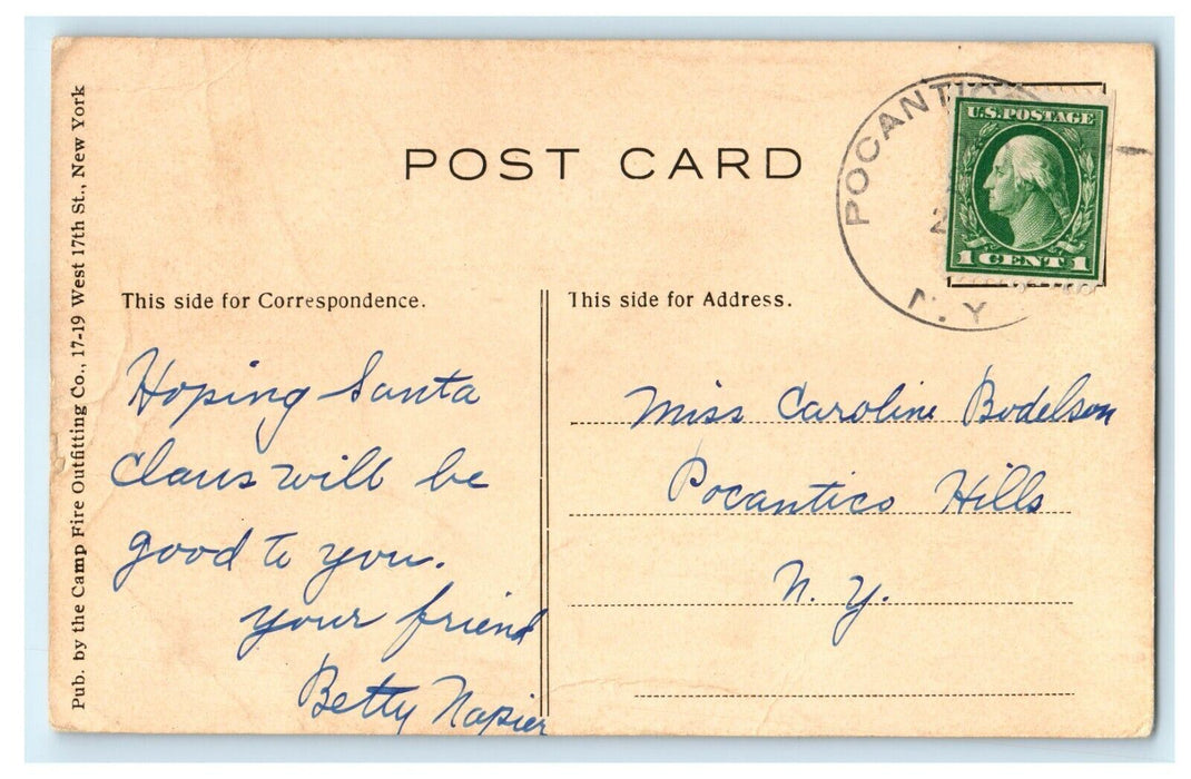 1915 Silver Lake Camp Fire Outing Advertising Pocantico Hills New York Postcard