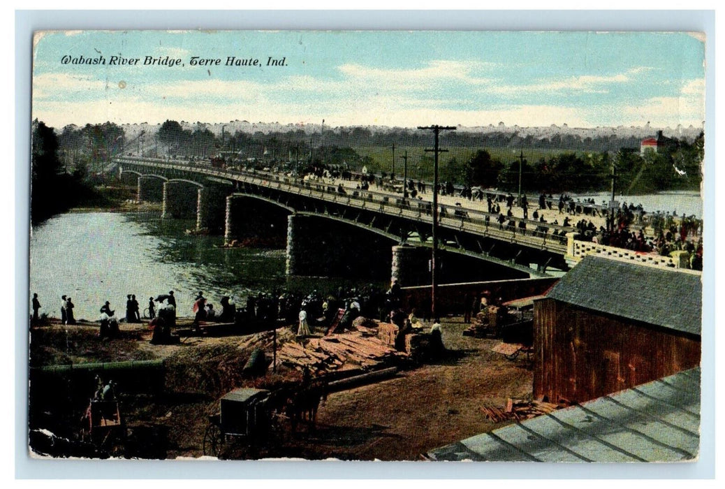 1911 Wabash River Bridge Terre Haute Indiana IN Posted Antique Postcard