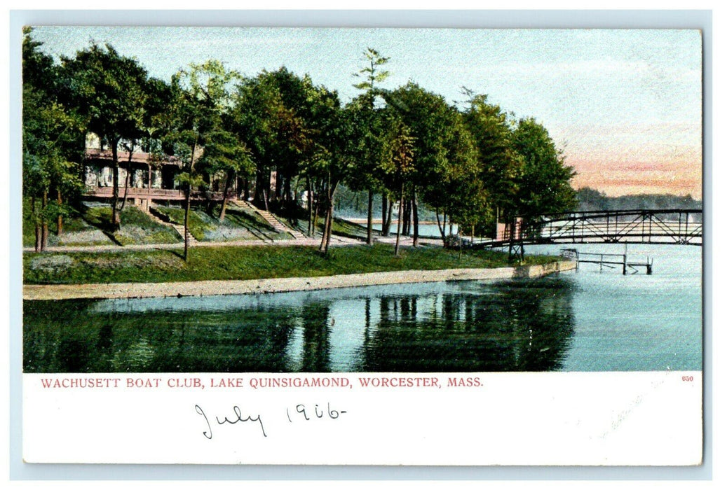 1906 Wachusett Boat Club, Lake Quinsigamond Massachusetts MA Unposted Postcard