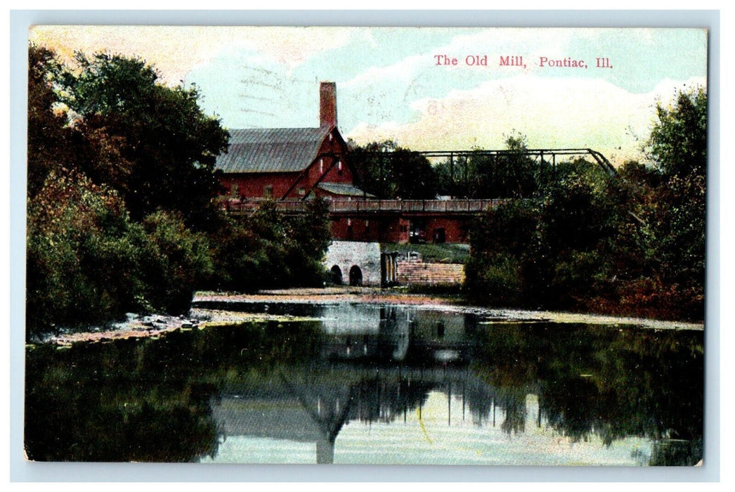 1911 View Of The Old Mill Bridge Pontiac Illinois IL Posted Antique Postcard