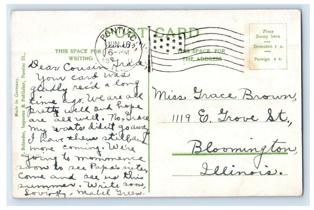 1911 View Of The Old Mill Bridge Pontiac Illinois IL Posted Antique Postcard