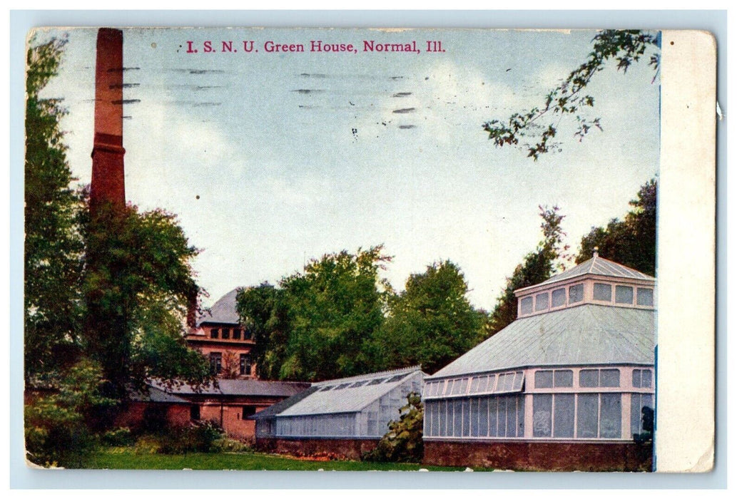 1914 I. S. N. U. Green House Normal Illinois IL Posted Antique Postcard