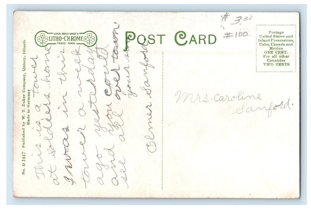 c1910's In Soldier's Home Grounds Quincy Illinois IL Posted Antique Postcard