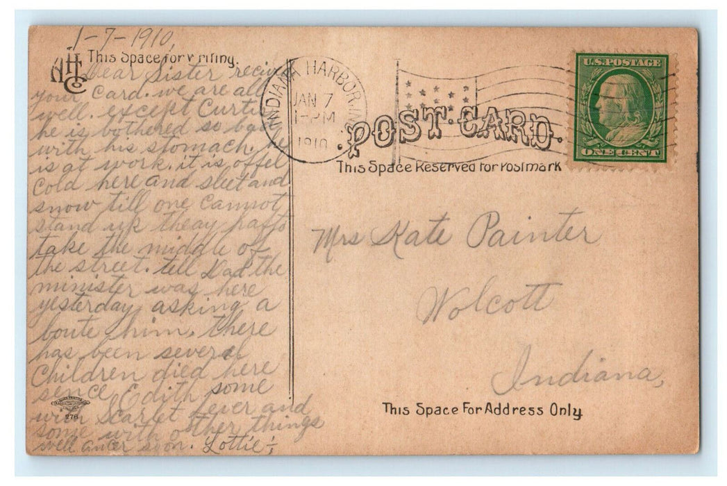1910 Indiana Harbor State Bank & Post Office Indiana Harbor Indiana IN Postcard