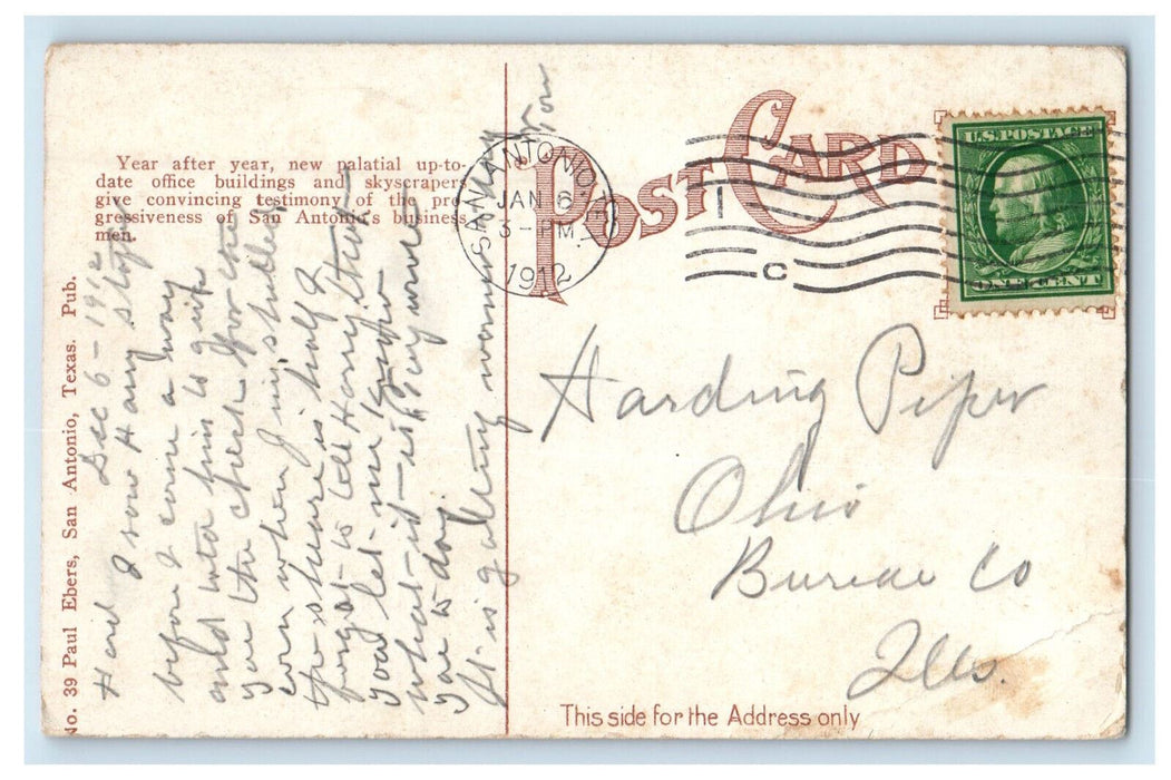 1912 Multiview of Office Buildings, San Antonio Texas TX Posted Postcard