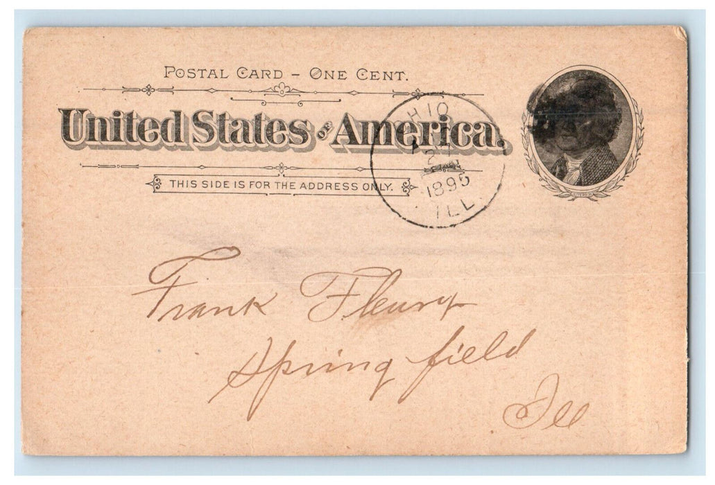 1895 Letter for Frank Fleury Ohio Illinois IL Posted Antique Posted Postcard